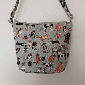 Vera Bradley quilted cotton bucket crossbody bag in the "Dog Show" pattern